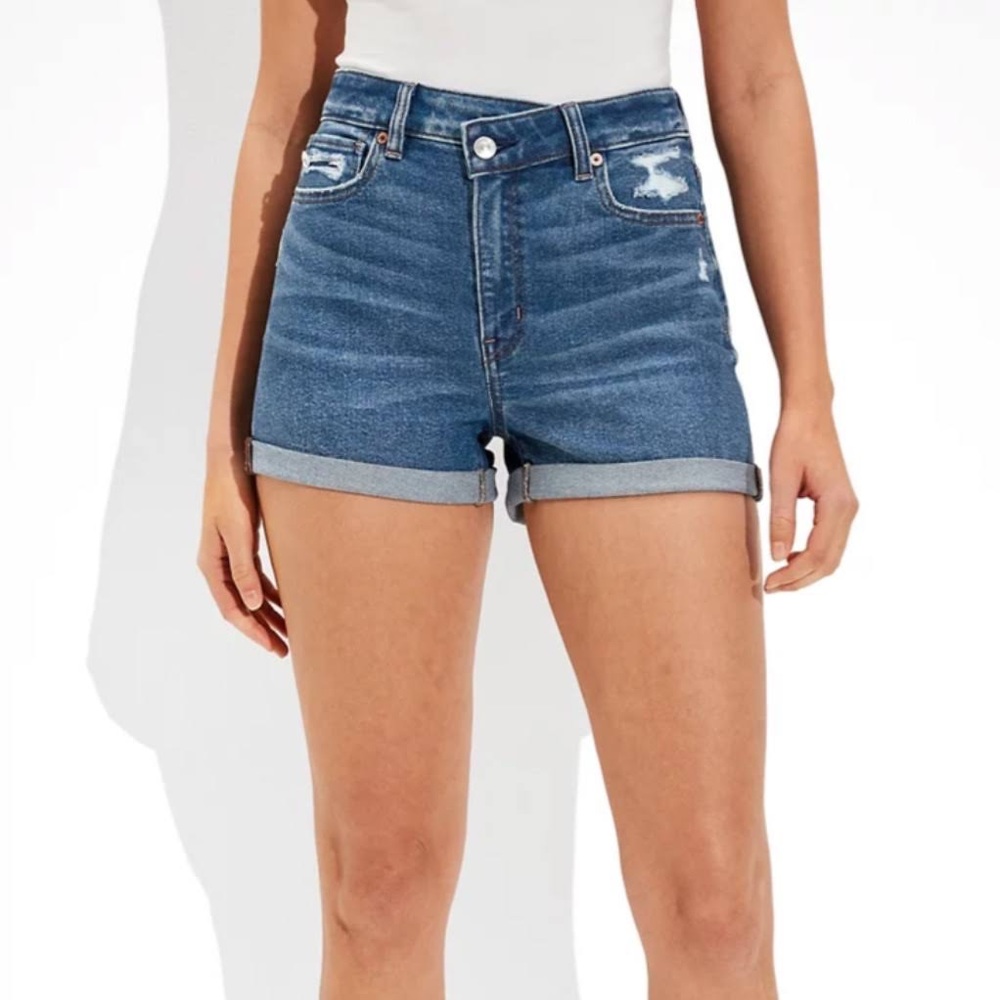 American Eagle Stretch Crossover Denim Mom Shorts